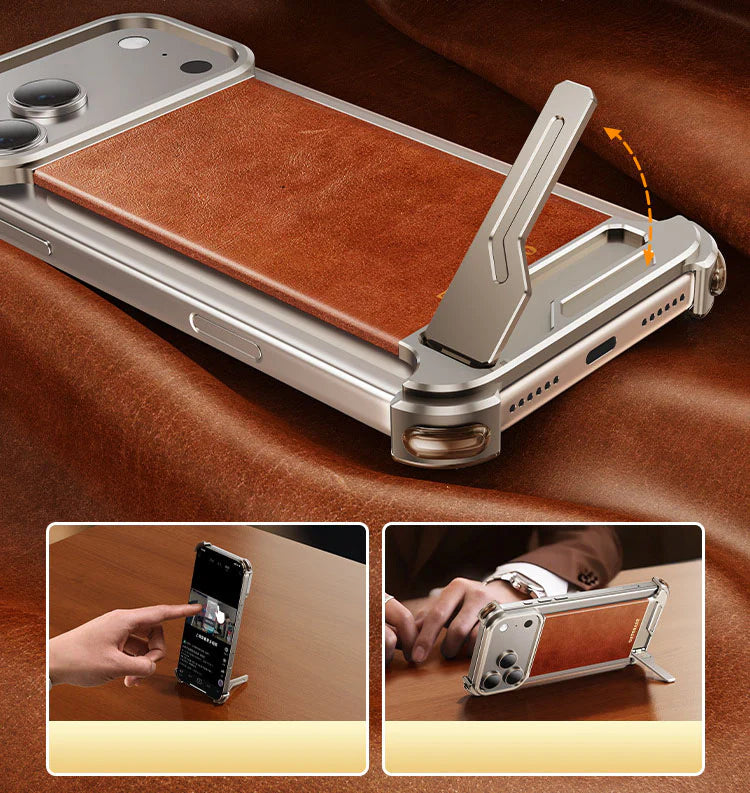 LuxeHold - Magnetic Leather Case With Hidden Stand For iPhone