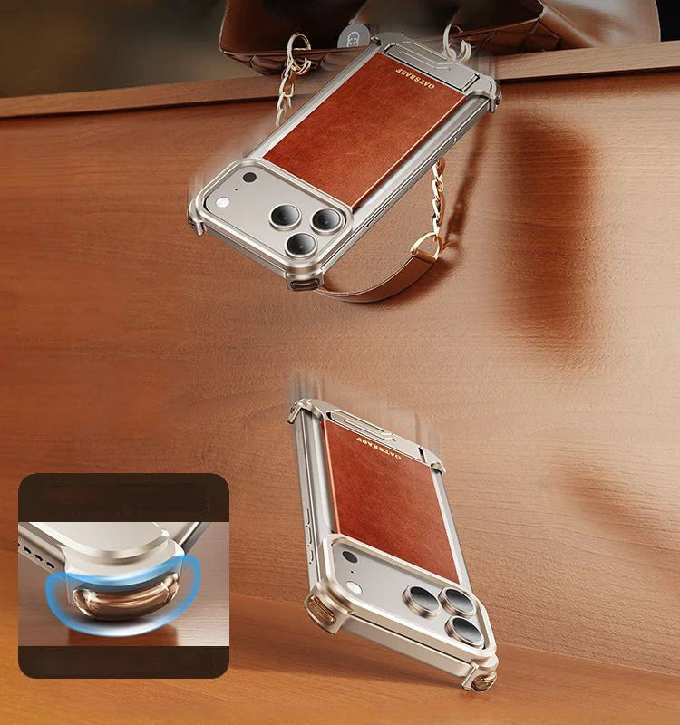 LuxeHold - Magnetic Leather Case With Hidden Stand For iPhone