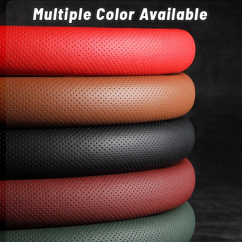 Nexi Customized Car Logo Breathable Ultra-thin 5D Leather & Carbon Car Steering Wheel Cover