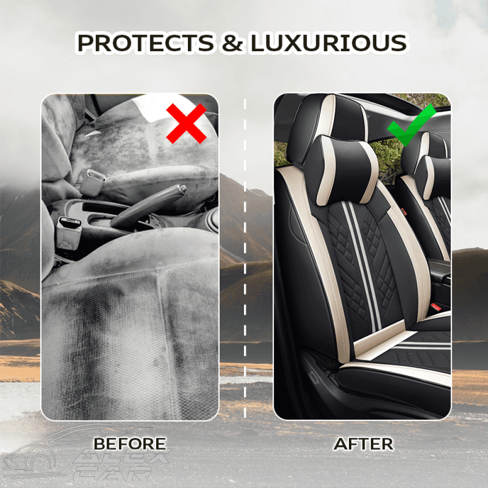 Zetas Car Seat Cushion Full Set Universal Waterproof Breathable Vehicle Leather Cover for Cars, SUV, Pick-up Truck