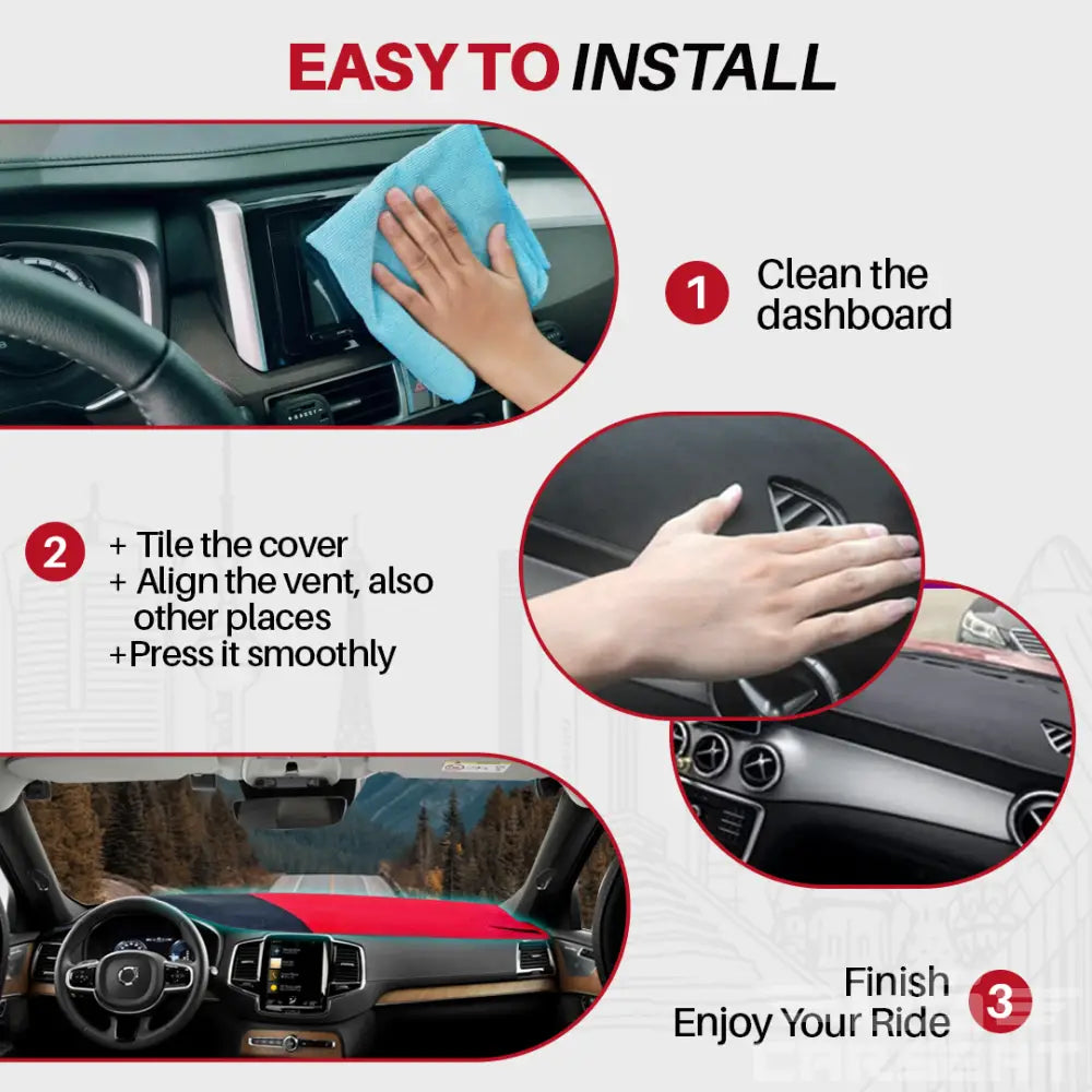 Custom Fit Dashboard Mat Cover For Sedan, Hatchback, SUV, MPV, Truck